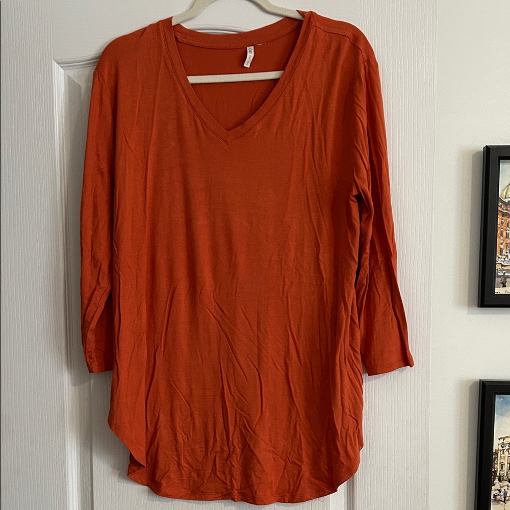 Cato Women's V-Neck Long Sleeve Top - Orange
